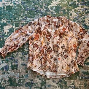 Camel/Cream printed top